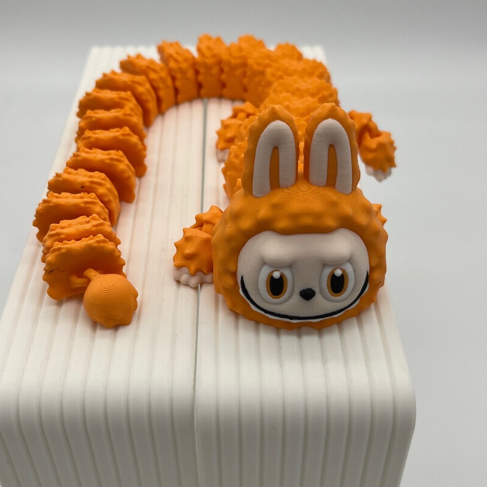 3D printed Orange Labubu Dragon Fidget Toy Fun Collectible Stress Re…